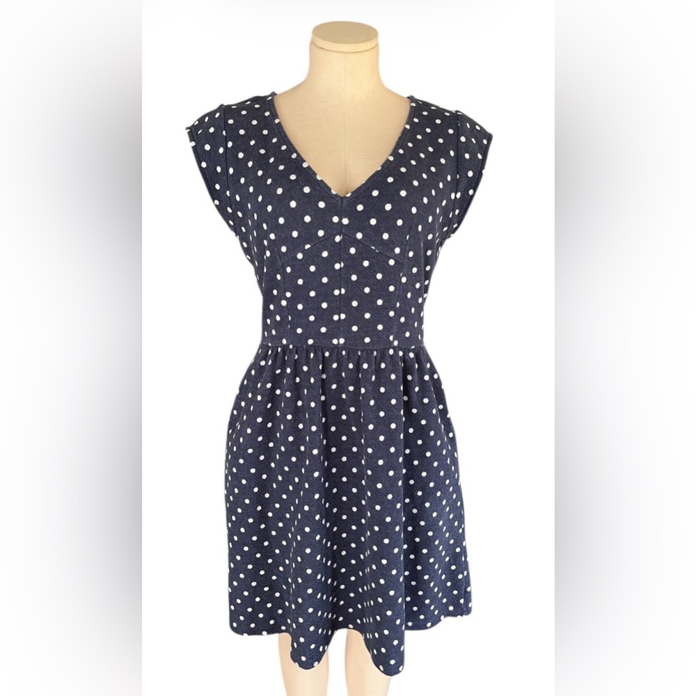 Maison Jules Navy Polka Dot Skater Fit & Flare Dress